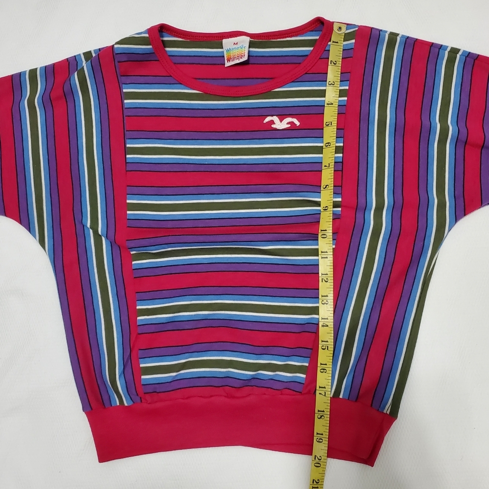 Wrangler Vintage 80s Retro Striped Top Womens Medium - Picture 10 of 10